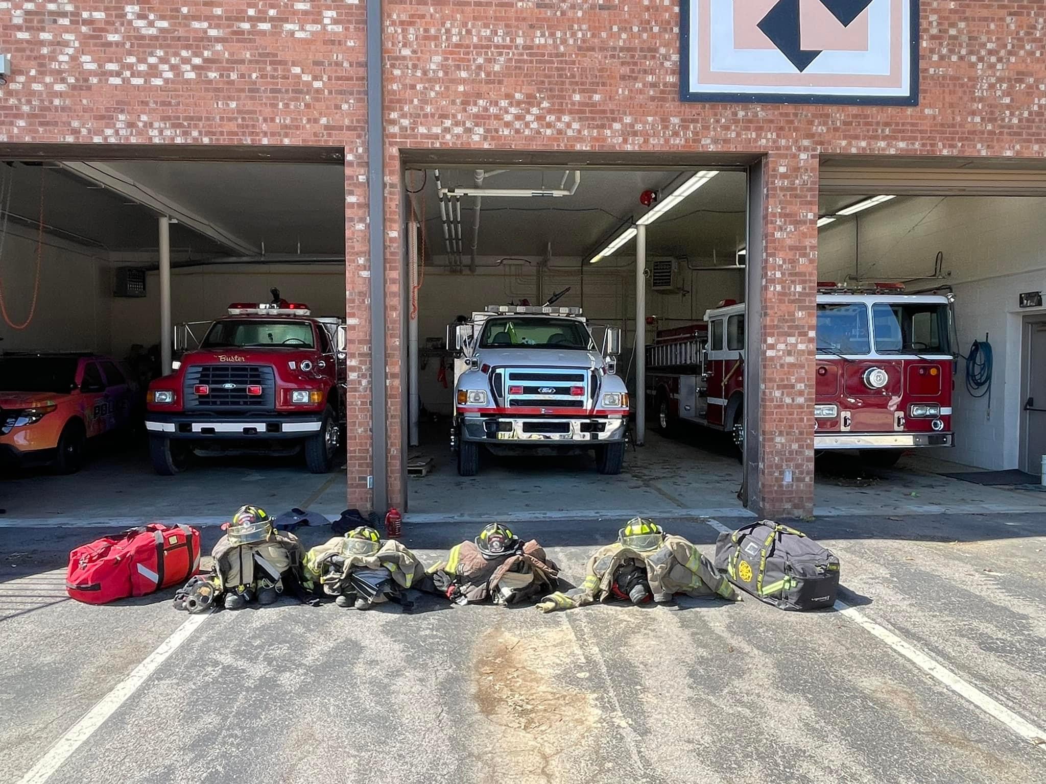 Apparatus lineup outside station bays