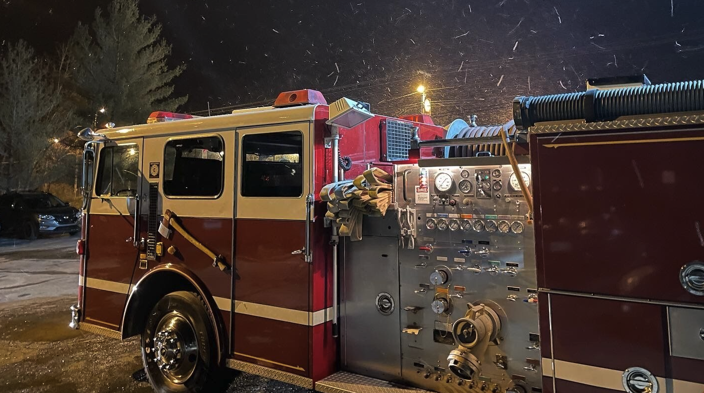 Fire engine pump panel at night